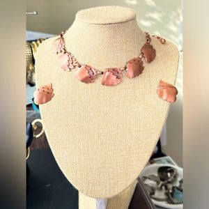 VTG Copper 3 Leaf Necklace and Matching Earring Clips
